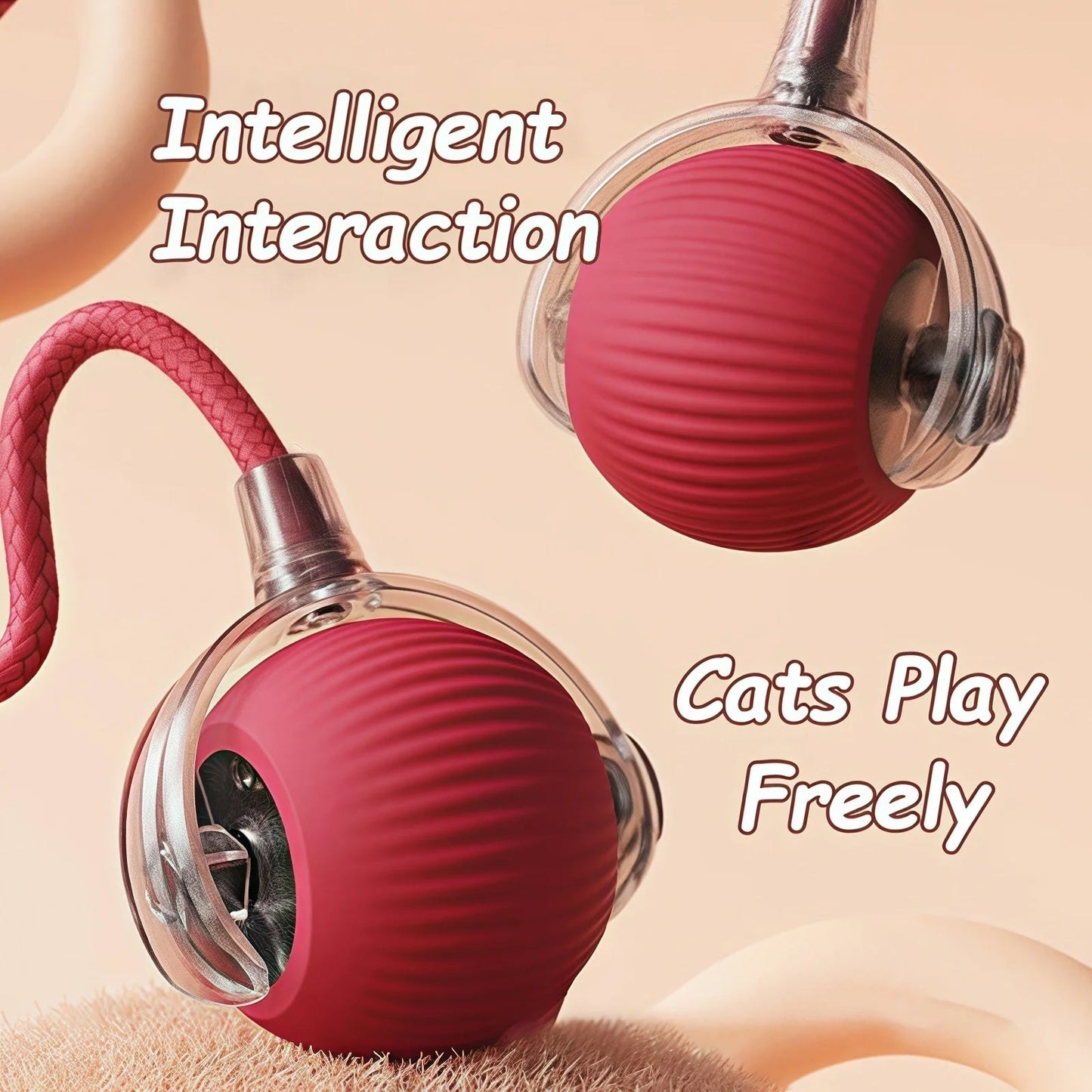Interactive Rolling Cat Toy WAGGING TAIL