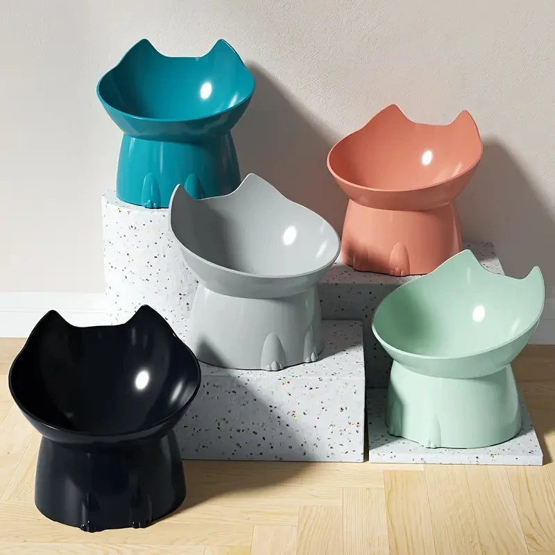 WhiskerWare Elevated Cat Bowl WAGGING TAIL