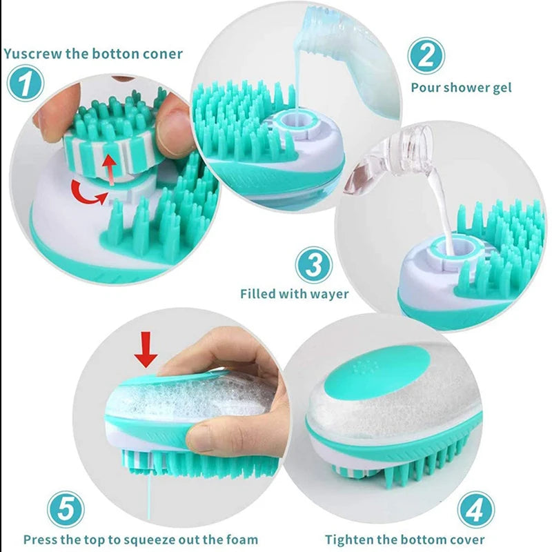 2-in-1 Silicone Pet Bath & Massage Brush WAGGING TAIL