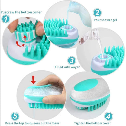 2-in-1 Silicone Pet Bath & Massage Brush WAGGING TAIL