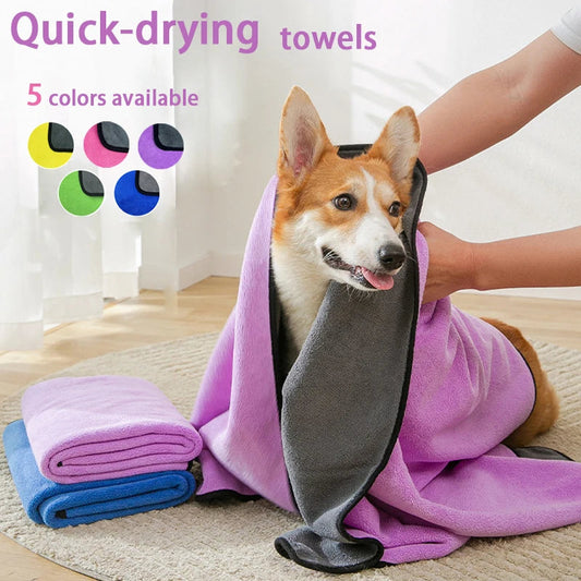 Quick-Dry Microfiber Pet Towel Robe WAGGING TAIL