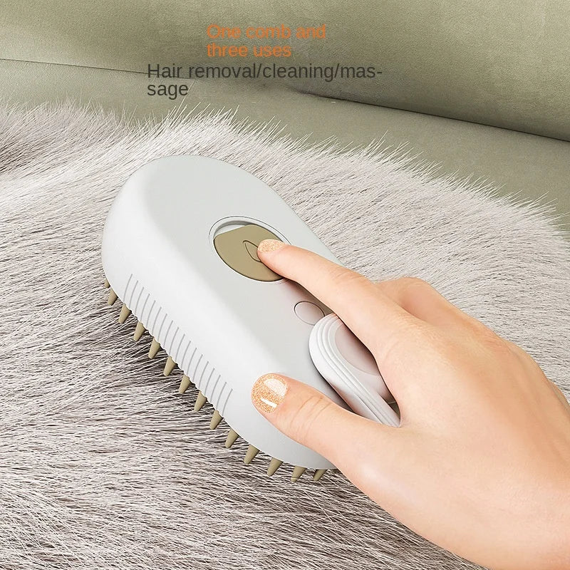 3-in-1 Electric Pet Steam & Grooming Brush WAGGING TAIL