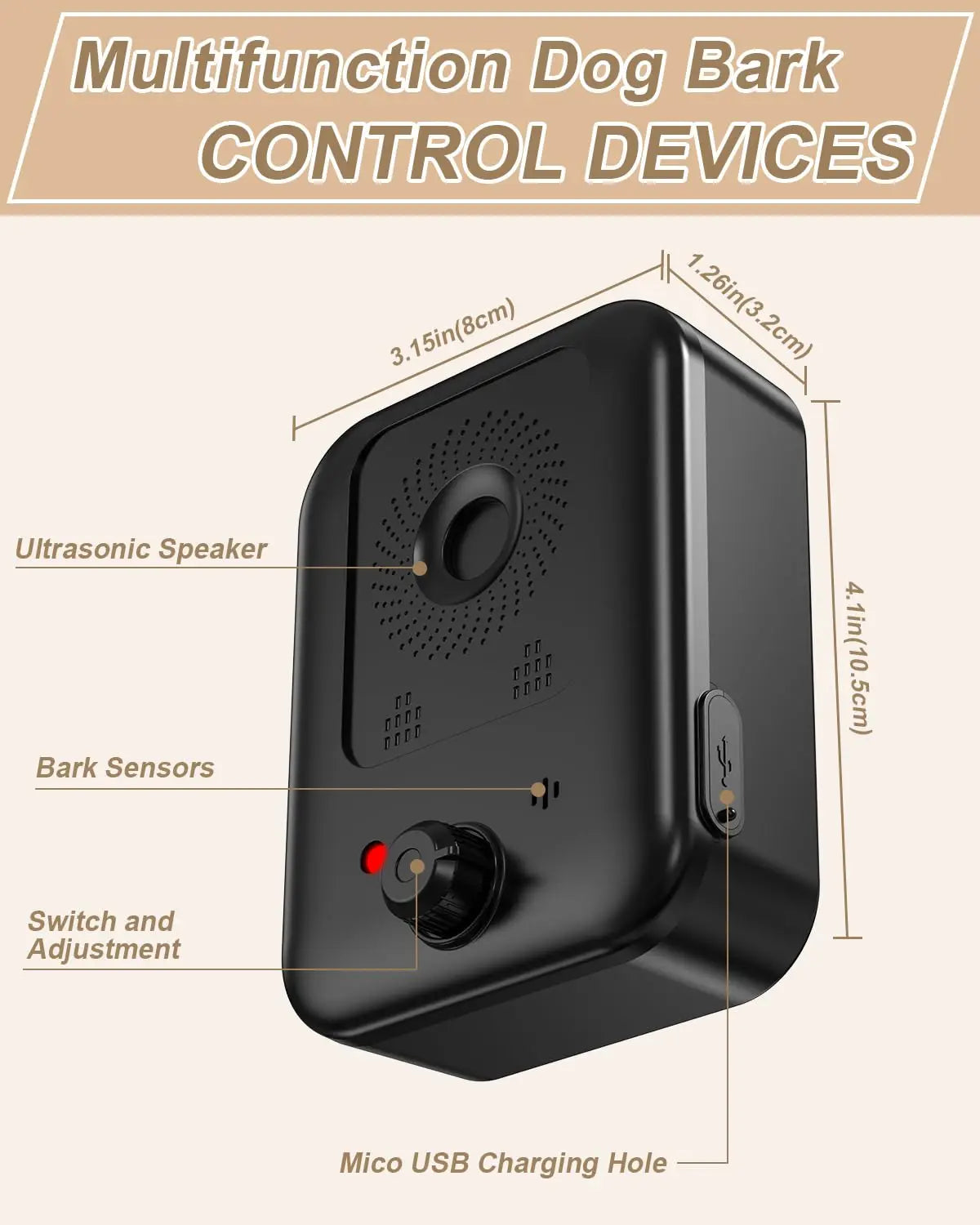 Rechargeable Ultrasonic Anti-Barking Device WAGGING TAIL