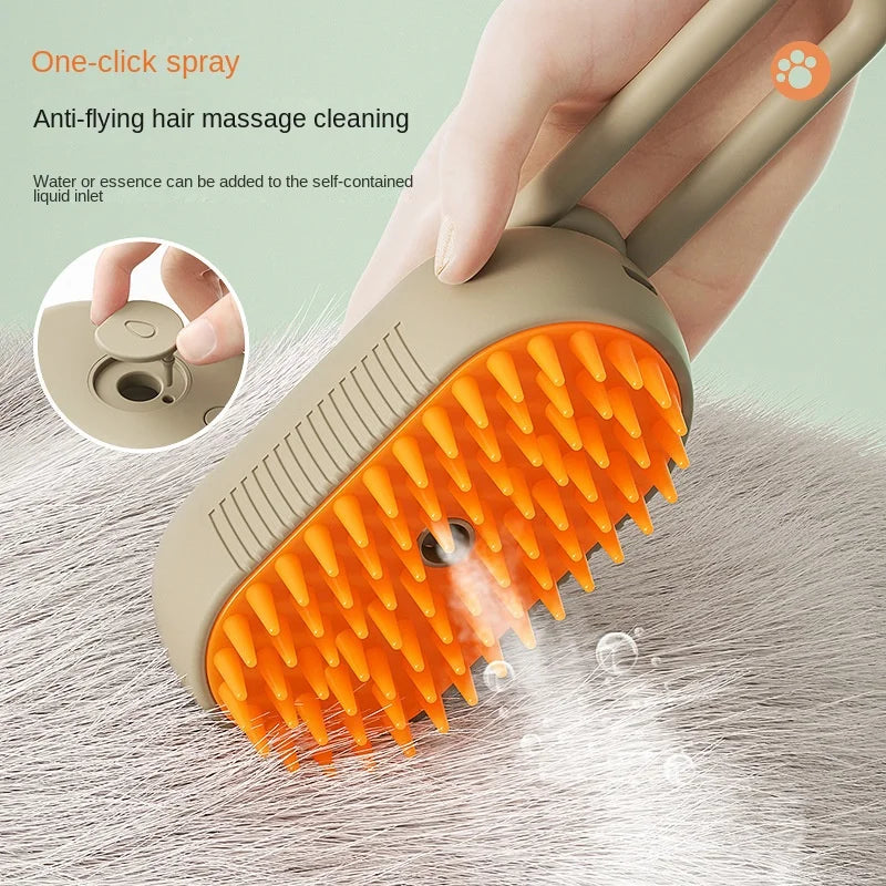 3-in-1 Electric Pet Steam & Grooming Brush WAGGING TAIL