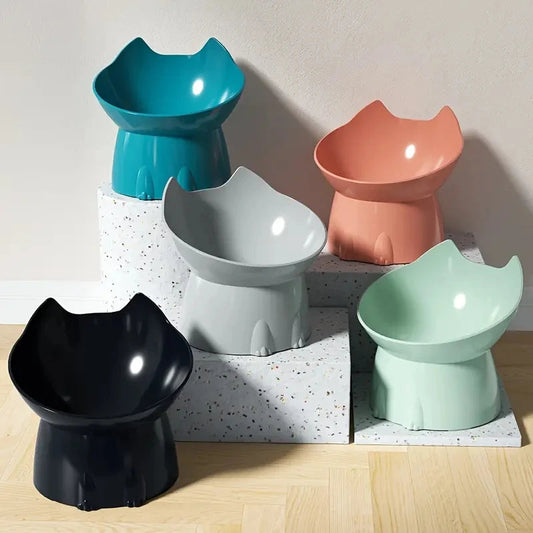WhiskerWare Elevated Cat Bowl WAGGING TAIL
